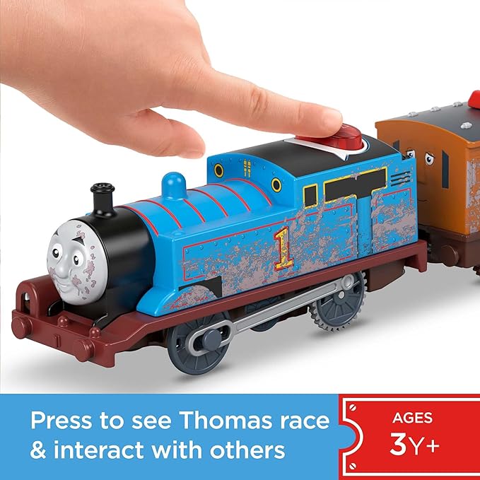 Thomas & Friends Motorized Toy Train Talking Thomas Engine with Sounds Phrases & Passenger Cars for Preschool Pretend Play Kids Ages 3+ Years