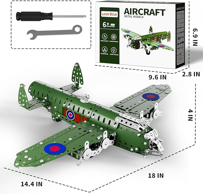 Lucky Doug STEM Building Projects Model Airplane Set - 389 Pieces STEM Project Building Toys for Kids Ages 8-12, Assembly Science Kit Educational Army Toys Gift for Kids Boys 8 9 10 11 12-16 Years Old