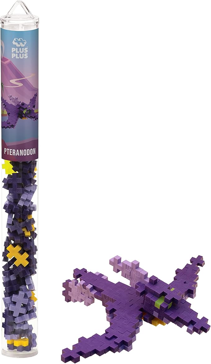 PLUS PLUS Building Block Playset Kit, Themed Figures 3D Puzzle, Fun Stem Toys for Kids, 350 Mini Interlocking Pieces - 5 Tube Bundle, Dinosaur