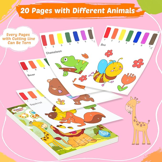 Water Coloring Books for Toddlers - Easter Basket Stuffers Watercolor Paint Book Drawing Art Paper for Kids Mess Free Craft Supplies kit Toy for Age 3 4 5 6 Valentines Birthday Gift(Animal)
