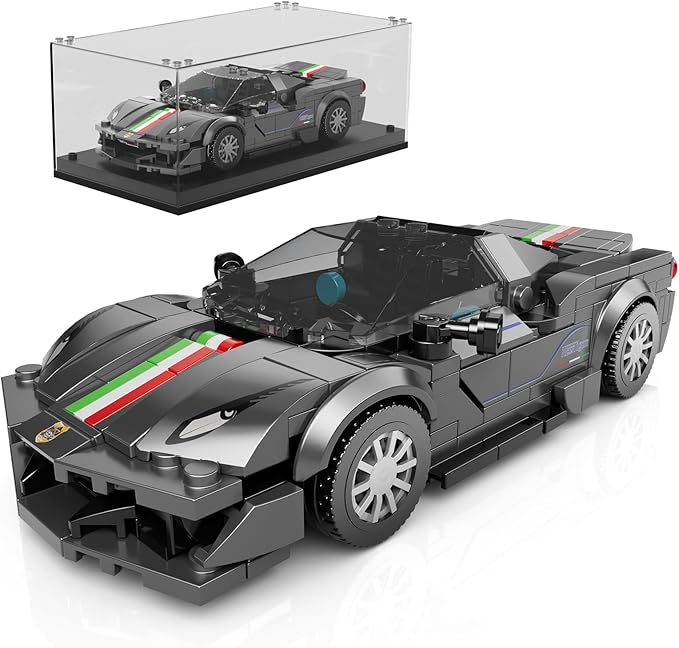 Mould King Speed Champion Car Building Toys with Acrylic Display Case, Model Race Car Toy Building Blocks Kit 27068 Collectible Racing Vehicle Set for Kids Age 8+ Teens Adults, 358 Pieces