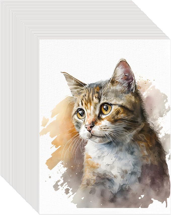 50PCS 9x12 Watercolor Paper Bulk, 140lb/300g Cold Press Thick Water Color Paper Pad for Kid Child Adult, White Art Paper for Drawing Painting Markers Gouache, Textured Cotton Paper Sheets