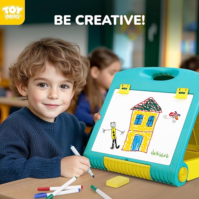 STEAM Life Tabletop Easel for Kids Art Easel for Kids 3 4 5 Toddler Art Easel Board for Kids Chalkboard White Board for Kids Easel Set Dry Erase Board Portable Desktop Easel Painting Easel for Kids