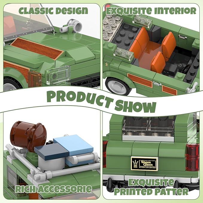 National Vacation Wagon Queen Truckster Building Set Compatible with Lego, Family Station Wagon Model Building Toys for Movie Fans, 413 Pcs Holiday Camper Toy Kit, Creative Gift for Kid Boy 8-14