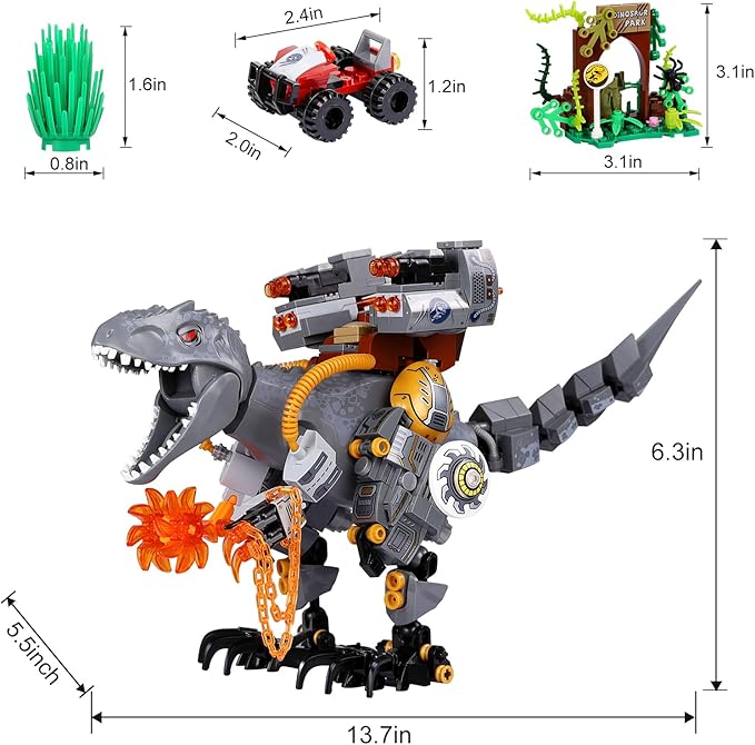 ENJBRICK Dinosaur Building Set for Boys 8-14 Years,Dino Toy for Boys and Girls, with Truck,Baby Dino for Movie Fans Birthday Gifts