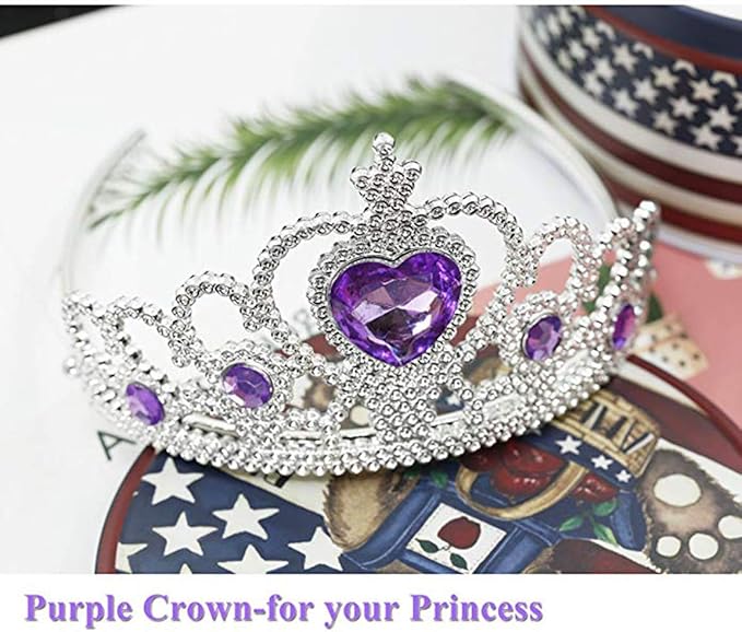 Princess Sofia Rapunzel Costume Dress up Accessories for Girls Rapunzel Gloves Tiara Crown Necklace Wand Earrings Bracelet Ring Princess Halloween Cosplay Accessories Christmas Gifts Set