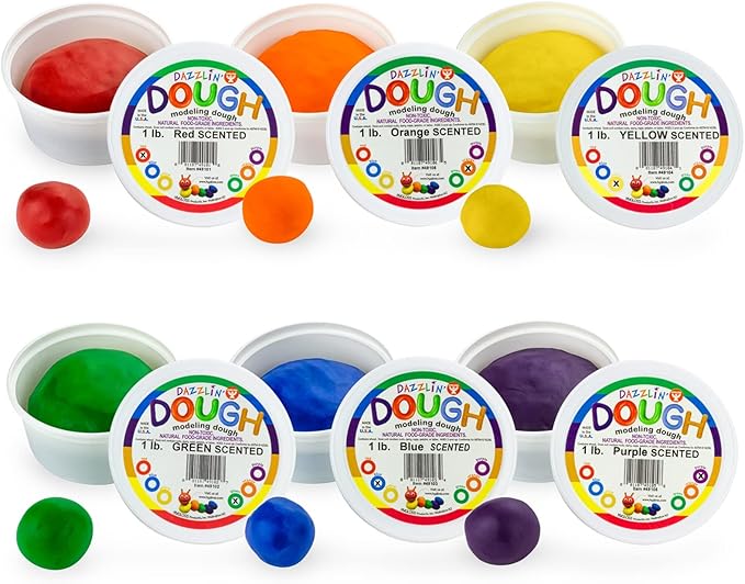 Hygloss Play Modeling Dough - 6lb. Dough Scented - Safe & Non-Toxic for Kids Arts & Crafts - Party Favors - Classroom Supplies, 6 Assorted Colors