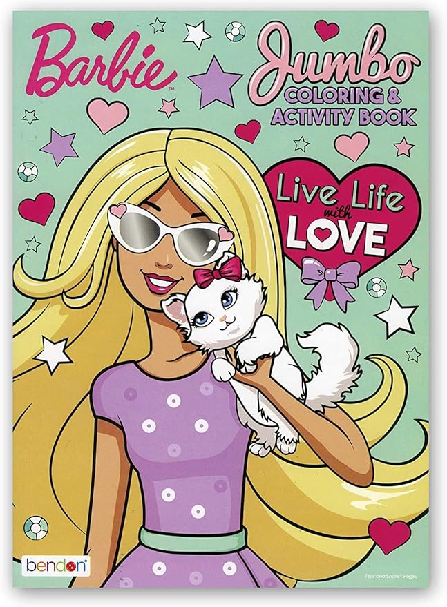 Barbie Live Life with Love Jumbo Coloring Book - Jumbo Size 7.5"x11" Multicolor Educational Art Coloring Workbook with Fun Learning Activities for Boys and Girls