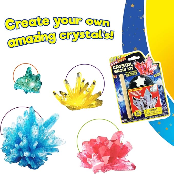 JA-RU Kids Science Kit Crystal Grow Kit (3 Crystal Kits) DIY Stem Learning Toys Grow Crystals Kit for Kids Growing Gemstone & Crystals. Cool Educational Toy Science Toy Gifts for Boys & Girls 5423-3s