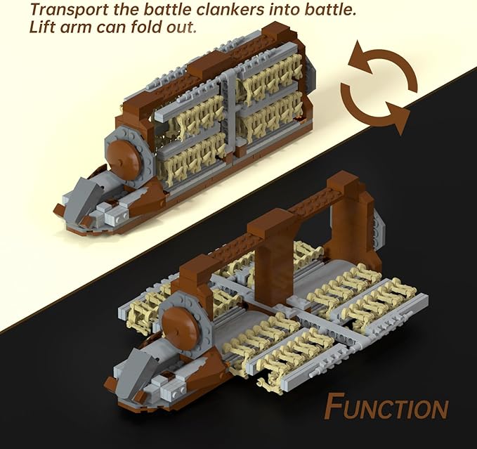 Battle Army Clone Platoon Attack Craft Building Kit 32-Piece, Battle Soldiers Troop Carrier with 2 Droidekas, Building Blocks Action Figures Army Toys for Kids 6-12