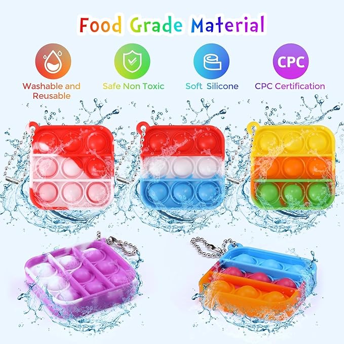 48 Packs Valentines Day Cards for Kids, Heart Pop Valentines Fidget Toys Bulk Stress Relief Fidget Toys for Kids Valentine's Party Favors School Classroom Exchange Gifts，Valentine's Day Gift