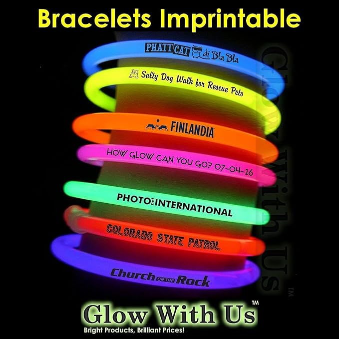 Glow Sticks Bulk Wholesale Bracelets, 100 8” White Glow Stick Glow Bracelets, Bright Color, Glow 8-12 Hrs, 100 Connectors Included, Glow Party Favors Supplies, Sturdy Packaging, GlowWithUs Brand