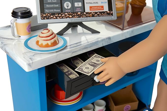 American Girl Truly Me 18-inch Doll Coffee Shop Playset with Pretend Espresso Machine and Cash Register, For Ages 6+
