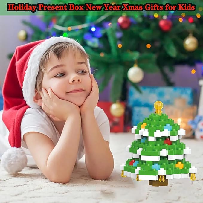 Christmas Tree Building Blocks Set Compatible with Lego Advent Calendar 2024 Stacking New Toys Holiday Present Box New Year Xmas Gifts for Kids for Boys & Girls and Adults