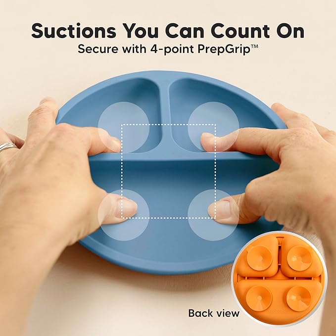KeaBabies Suction Plates for Baby, Toddler - 3-Pack 100% Silicone Toddler Plates, Divided Baby Plates with Suction, Silicone Plates for Baby, Kids, BPA-Free, Microwave, Dishwasher Safe (Kea)