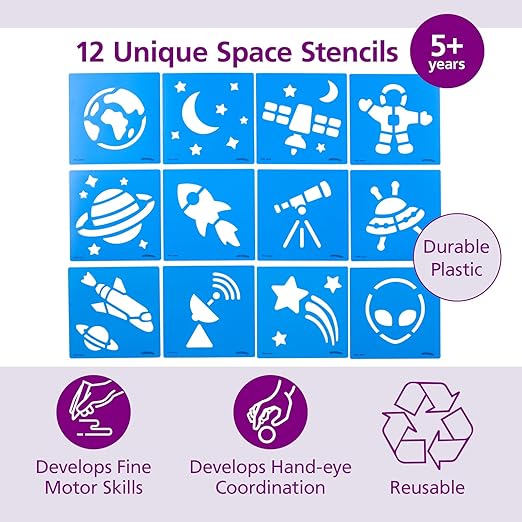 Colorations Space Stencil Set - Set of 12