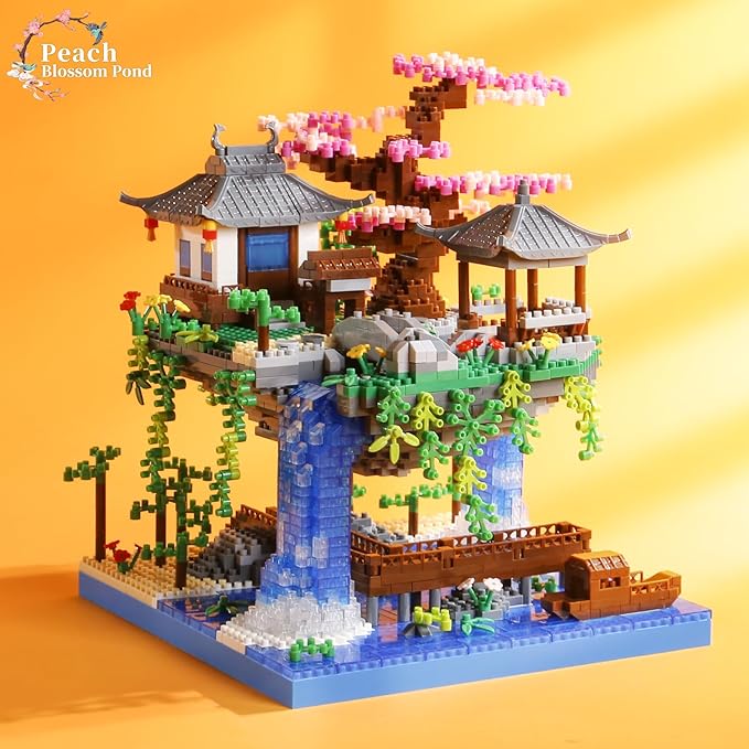 Cherry Blossom Bonsai Tree House Building Block Sets 3320PCS Chinese Architecture of Peach Blossom Micro Mini Building Set Toy Gift for Kids Adults