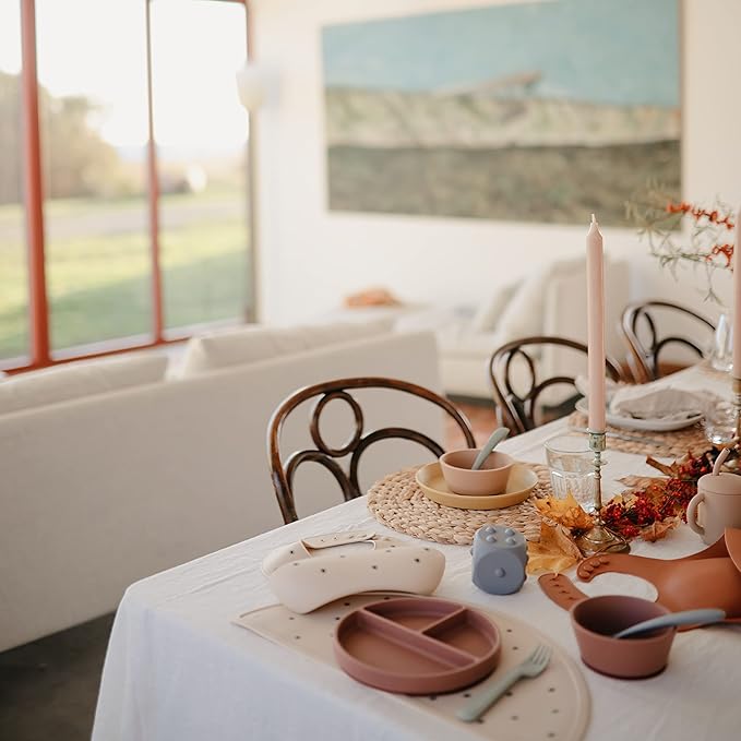 mushie Silicone Suction Plate | BPA-Free Non-Slip Design (Woodchuck)