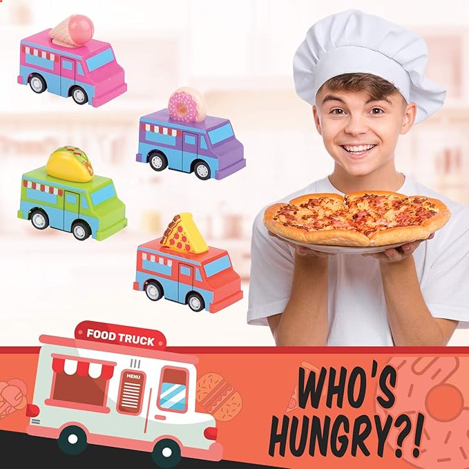 U.S. Toy Pull Back Food Trucks | 12 Count | Kid's Birthday Party, Themed Events, Halloween, Classroom Supplies, Rewards, Giveaways, Party Favors, Art Activity