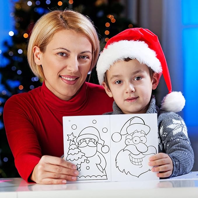 Omgouue 32Pcs Christmas Coloring Books for Kids - Xmas Coloring Book for Kids All Ages Indoor Activities at Home Party Favors Gift Supplies