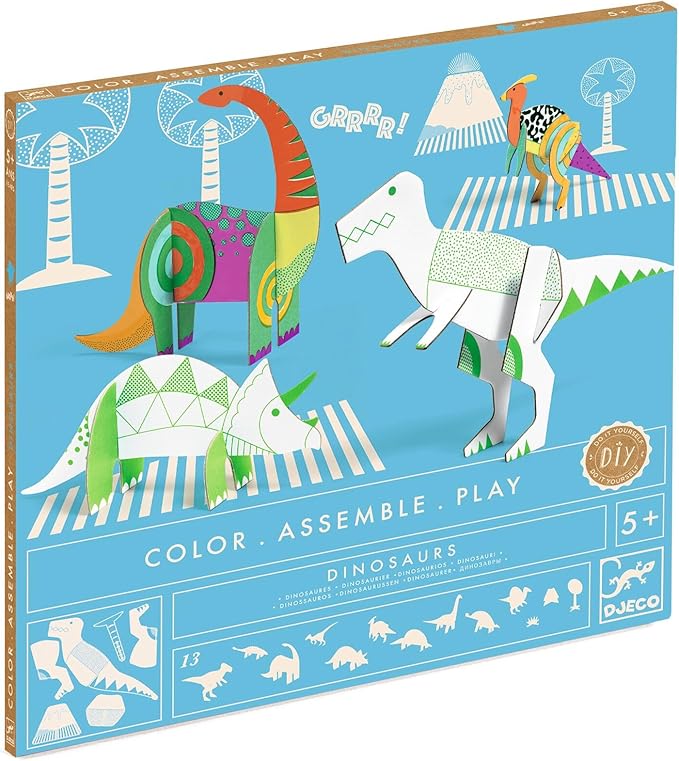 DJECO DIY Color. Assemble. Play. Dinosaurs Activity Set, Small