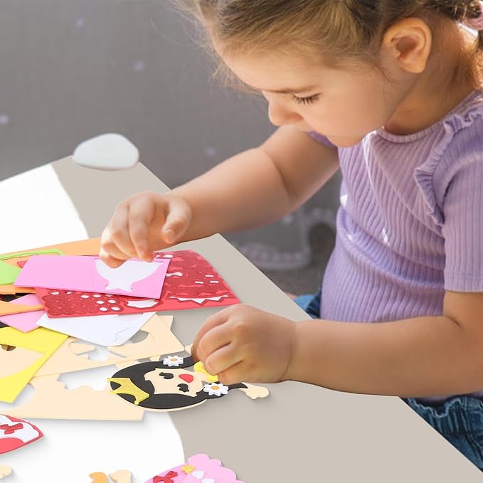 Fennoral 12 Pack Princess Craft for Kids Make Your Own Princess Foam Stickers DIY Arts and Crafts for Girls Art Activity Princess Themed Party Decoration Birthday Gifts