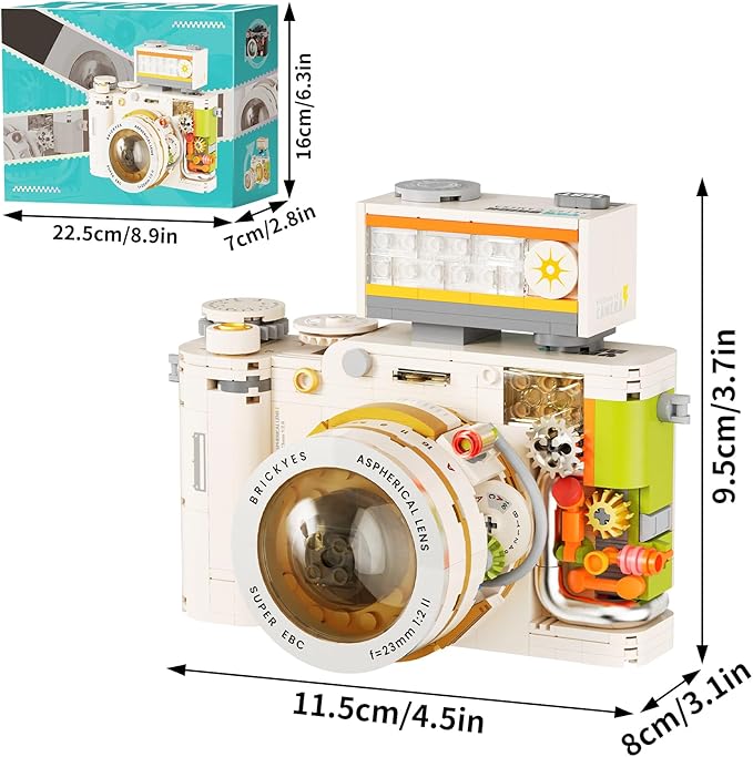 Retro Creative Camera Building Blocks for Adults,Semi Mechanical Puzzle Assembly Building Blocks Camera Toy,DSLR Camera Toy, 8 9 10 11 12