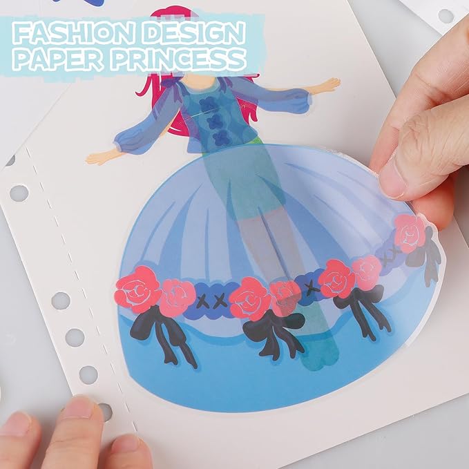 mayace Fabric Art Frenzy - 3 in 1 Creative Puzzle Puncture Painting Poke Art Kits for Kids, Childhood Infinite Dream Hand-Painted Princess Dress-up Drawing Book for Girls Kids (Purple)