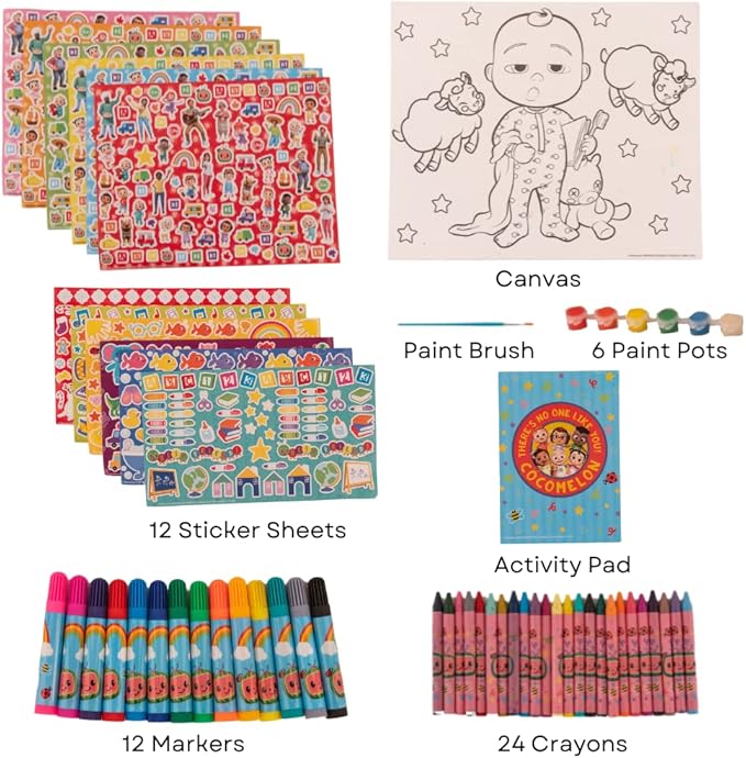Innovative Designs Cocomelon Creative Coloring Canvas Painting and Activity Set for Kids, 1000+ pcs