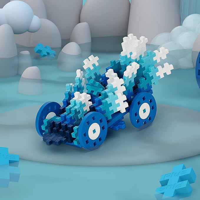 PLUS PLUS Color Cars Tube, Car Building Block Kit, 3D Puzzle Stem Toy Set for Kids, 200 Mini Interlocking Pieces - Water
