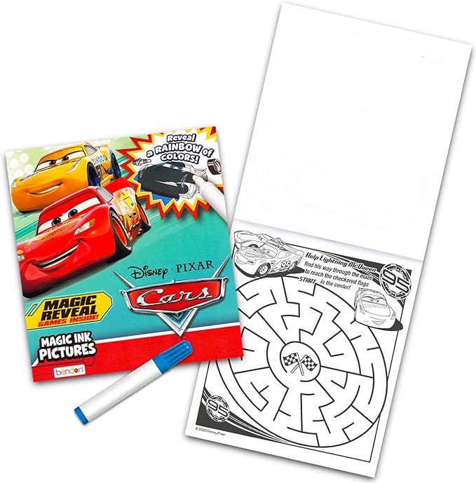 Disney Cars, Transformers, Hot Wheels Magic Ink Coloring Book Set Kids Toddlers - Bundle with 3 Imagine Ink Coloring Books with Invisible Ink Pens, Cars Temporary Tattoos and Cars Stickers