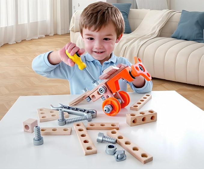 Hape Junior Inventor Experiment Starter Kit | 42 Piece Construction Building Toys, STEAM Science Kit for Kids 4 Years and Up