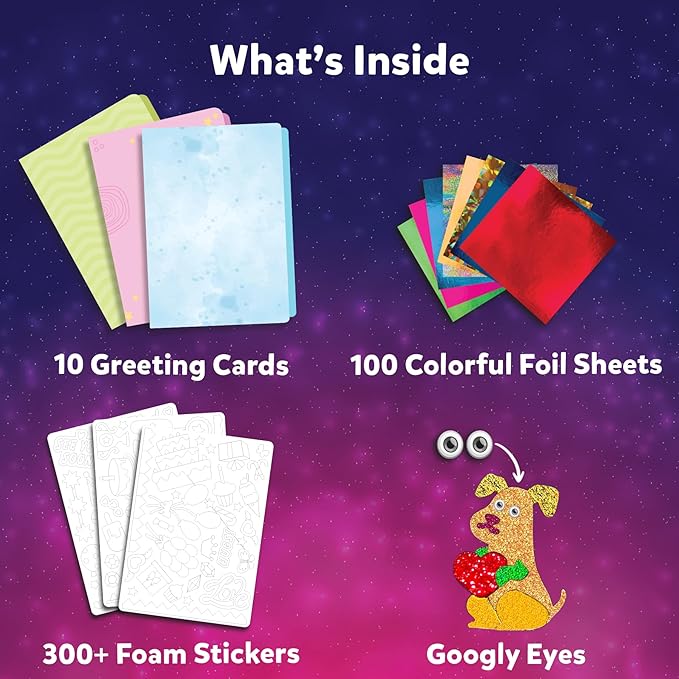 Skillmatics Art & Craft Activity - Foil Fun Card Making Set, No Mess Art for Kids, Craft Kits & Supplies, DIY Creative Activity, Valentine's Day Gifts for Girls & Boys Ages 4, 5, 6, 7, 8, 9