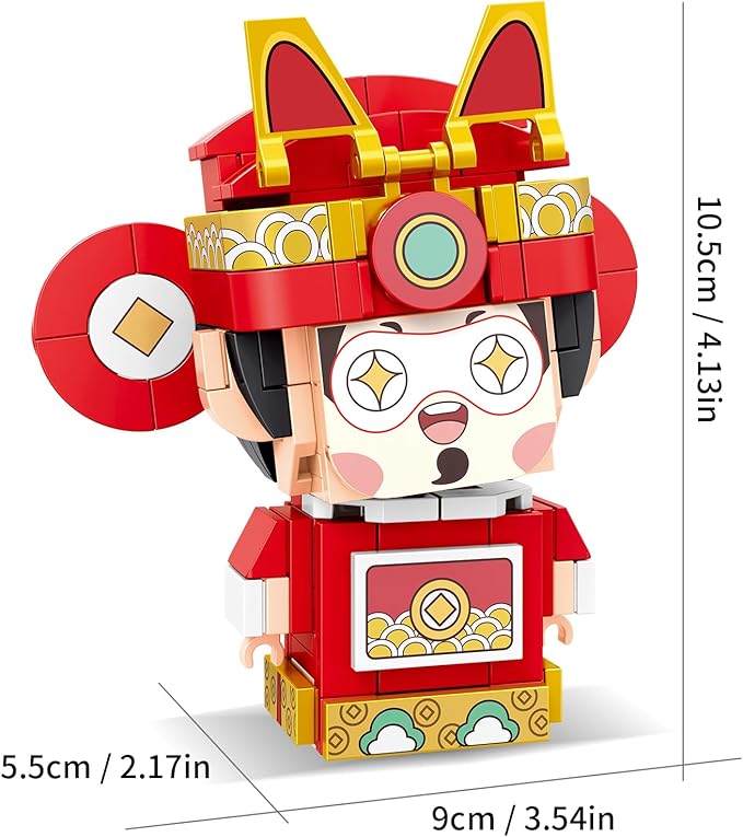 China-Chic Chousheng Building Block Set, God of Wealth CAISHEN Chinese Traditional Opera Character Home Decor,STEM Educational Toys Theme Chinese Culture for Kid 6+ Boy Girl Adult (204 Pcs) 96001