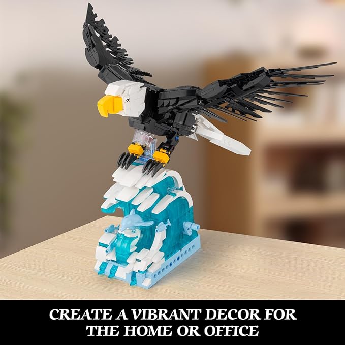 Ideas Eagle Animals Building Set, MOC Eagle Creative Bird Model, Creator 2 in 1 Animal Lover Owl Birds Kit Collectible Gifts Toys for Adults and Kids Age 12+ (1018 PCS)