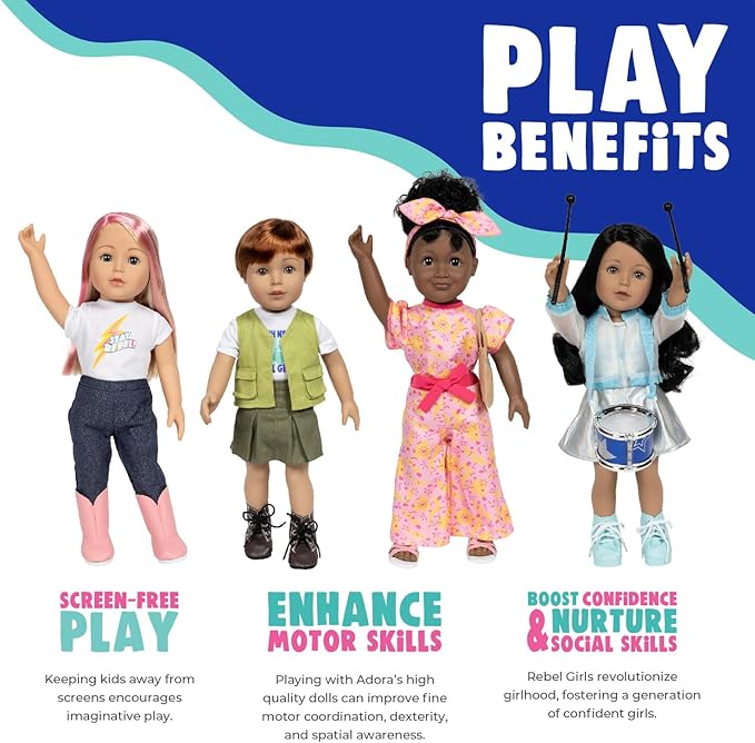 Adora 18" Rebel Girls Doll Collection - Inspired by Good Night Stories Rebel Girl Books - Premium Quality Soft and Movable Doll Body with Realistic Features - Innovator