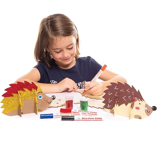 Baker Ross AW935 Stand Up Wooden Hedgehogs - Pack of 6, Arts and Crafts for Kids