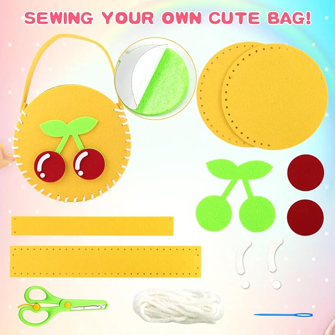 Fudragtn First Sewing Kit for Kids, Learn to Sew for Girls， My First Sewing Kit， Kids' Arts and Crafts Project， Candy Theme Party， Creative Activities for Kids， Candy Land Themed Classroom