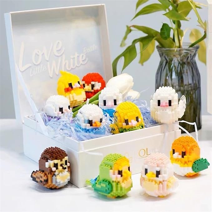 Birds Building Blocks for Adults Mini Building Blocks Birds Building Bricks Toy Micro Block Building Set Gift for Kids and Adults-244 PCS(Honey Peach)