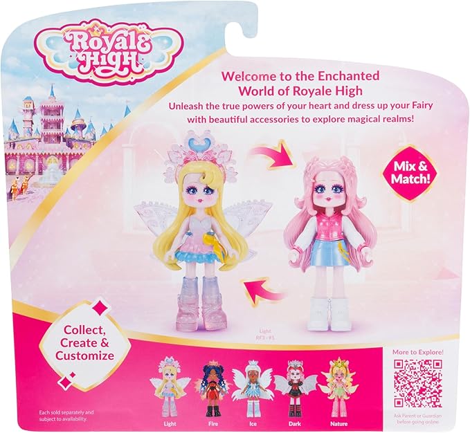 Royale High 3” Light Fairy Fashion Doll - 1 Figure with 9 Fashion Accessories - Virtual Item Code Included - Series 1 - Ages 5+