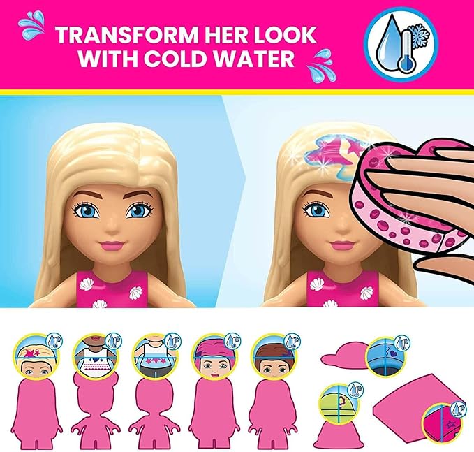 Mega Barbie Color Reveal Building Toys Set, DreamHouse with 545 Pieces, 5 Micro-Dolls, 6 Pets and Accessories, 30 + Surprises, Kids Ages 6+ Years