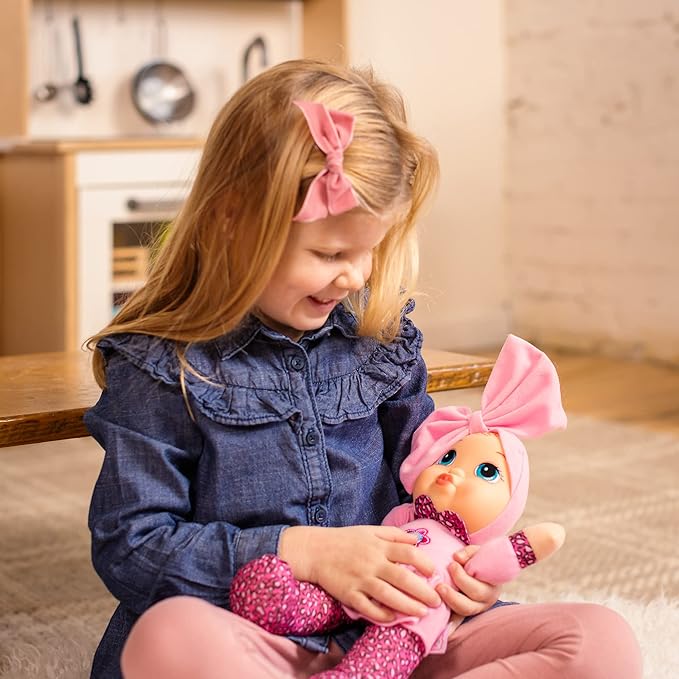 Baby's First Soft & Cuddly Baby Kisses Doll - Dressed in Pink Top and Print Leggings - Press her Tummy for a Sweet Kisses Sounds and Says I Love You