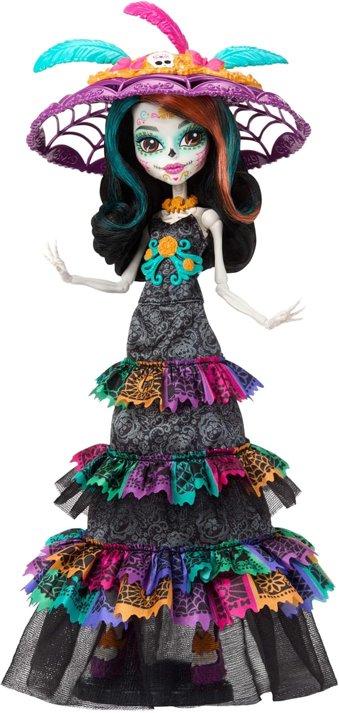 Monster High Doll, Skelita Calaveras Día De Muertos 2024 Howliday Collectible with La Catrina Hat, Papel Picado Dress, and Displayable Packaging