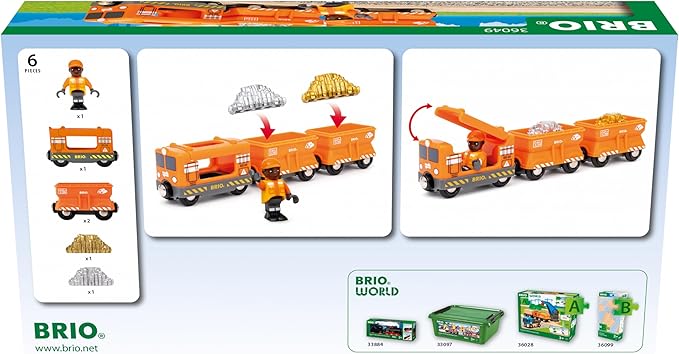 BRIO World – 36049 Gold Cargo Train | Toy Train Set for Kids Aged 3 Years Up