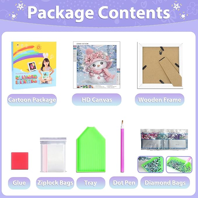 hkejoi Christmas Diamond Painting Kits with Frame- Snowman Diamond Art Kits, Big Gem Diamond Painting Arts and Crafts Painting Kit for Gift Home Wall Decor 7x7inch