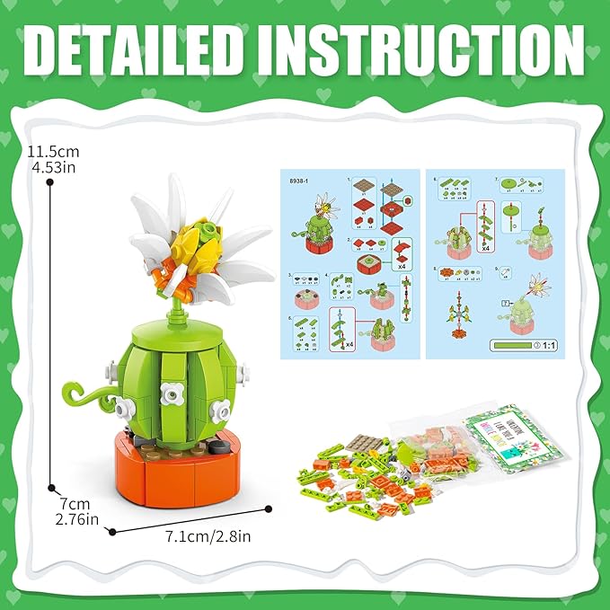 Valentines Day Gifts for Kids 6-12, 24 Pack Succulents Plants Building Blocks with Gift Cards for School Classroom, Bulk Boy Girl Class Valentine Party Favors Exchange Gift Goodie Bag Stuffers