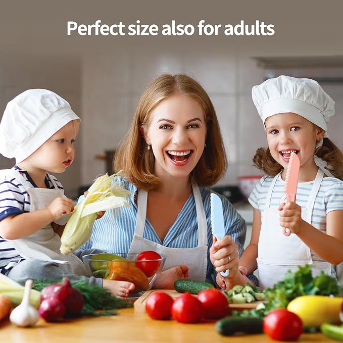 Kids Cutlery Set, 12pcs Plastic Utensils for Toddlers Real Cooking, Reusable Flatware Set with Nylon Serrated Knives, Fork and Spoon for Camping, Party, School Lunch Box (Macaron Colorful)