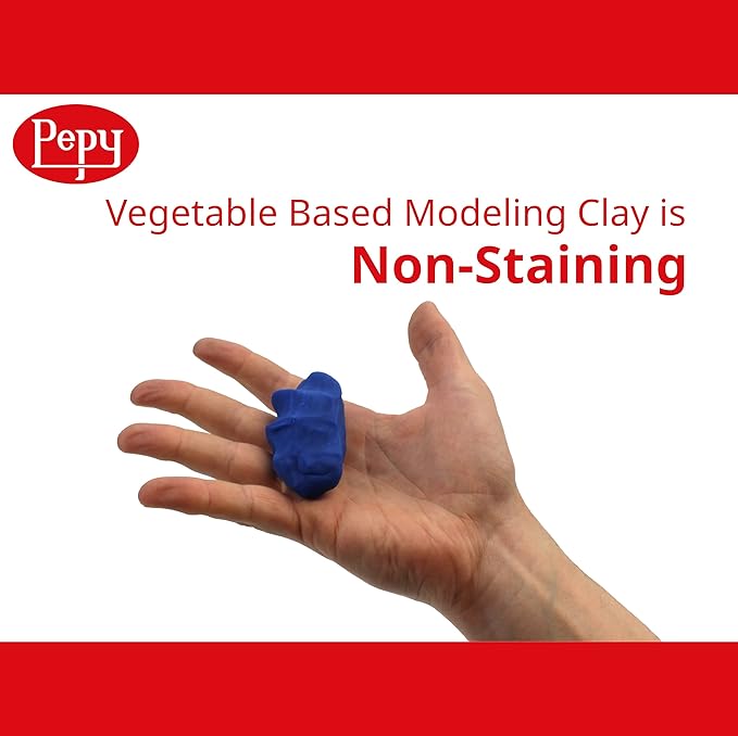 Pepy Plastilina Reusable and Non-Drying Modeling Clay; Set of 24 Bars, 1.4 Ounce Each, Perfect for Arts and Crafts Projects, Dark Blue