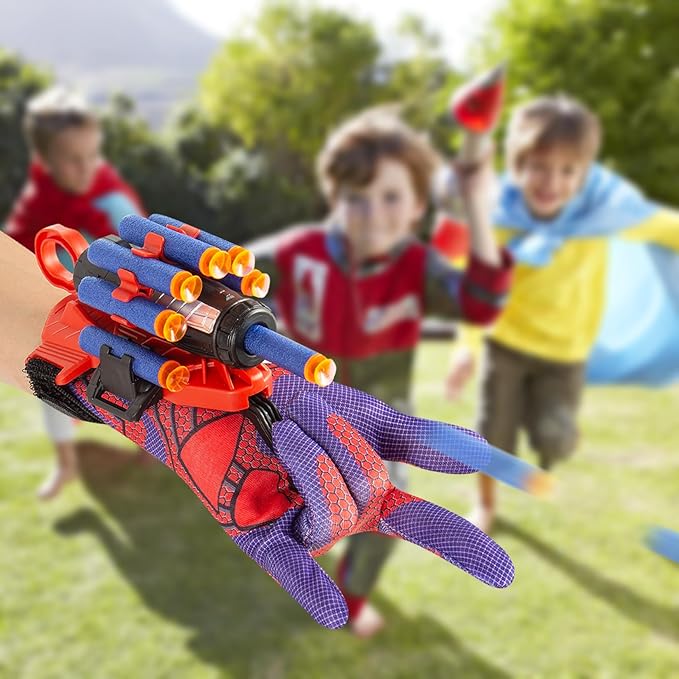 Spider Gloves Man Web Shooter Toy with Wrist, Spider Launcher Gloves Cosplay Toy Set for Kids