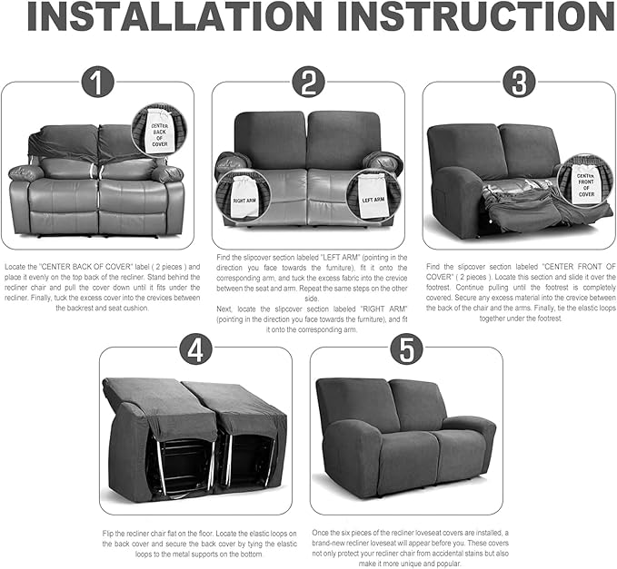 NORTHERN BROTHERS Stretchy Recliner Chair Covers, Velvet Recliner Covers, Lazy Boy Chair Cover (Brown, loveseat)